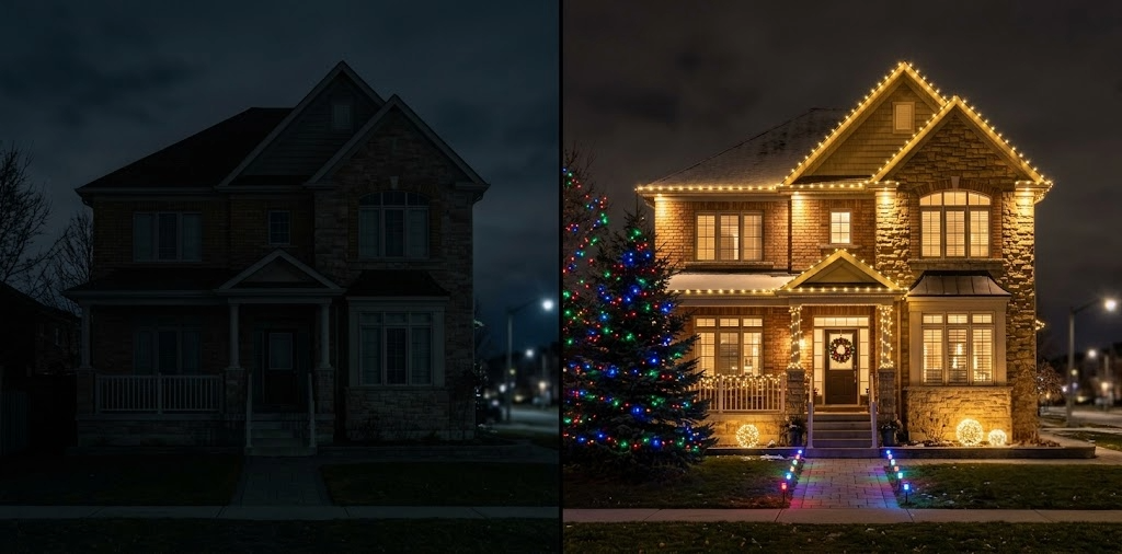 Christmas Lights Before and After